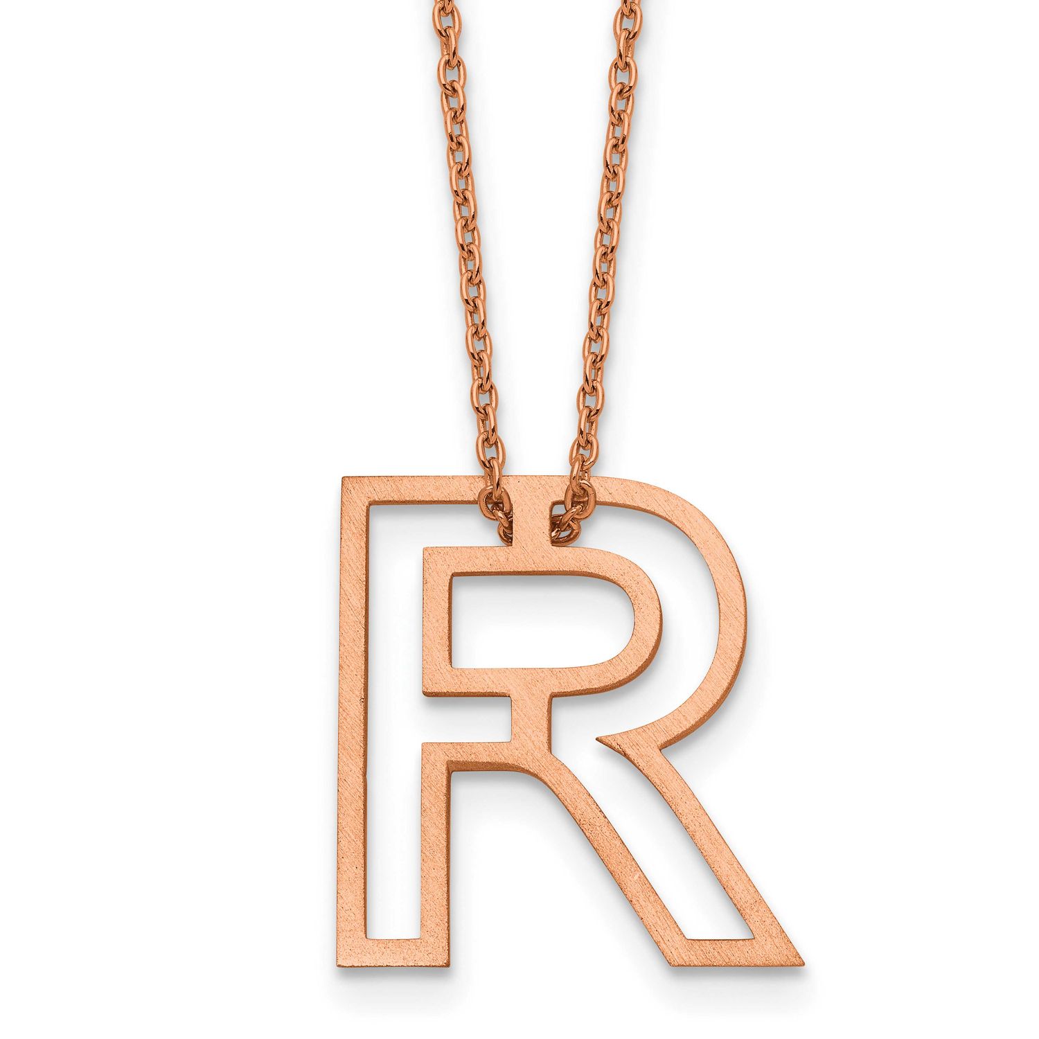 Rose Gold-Plated Cut Out Slide Initial R Necklace Sterling Silver XNA1474RP/R