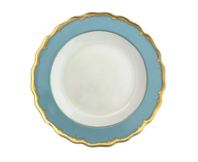 Mottahedeh Chelsea Feather Turquoise Dessert Plate S5302