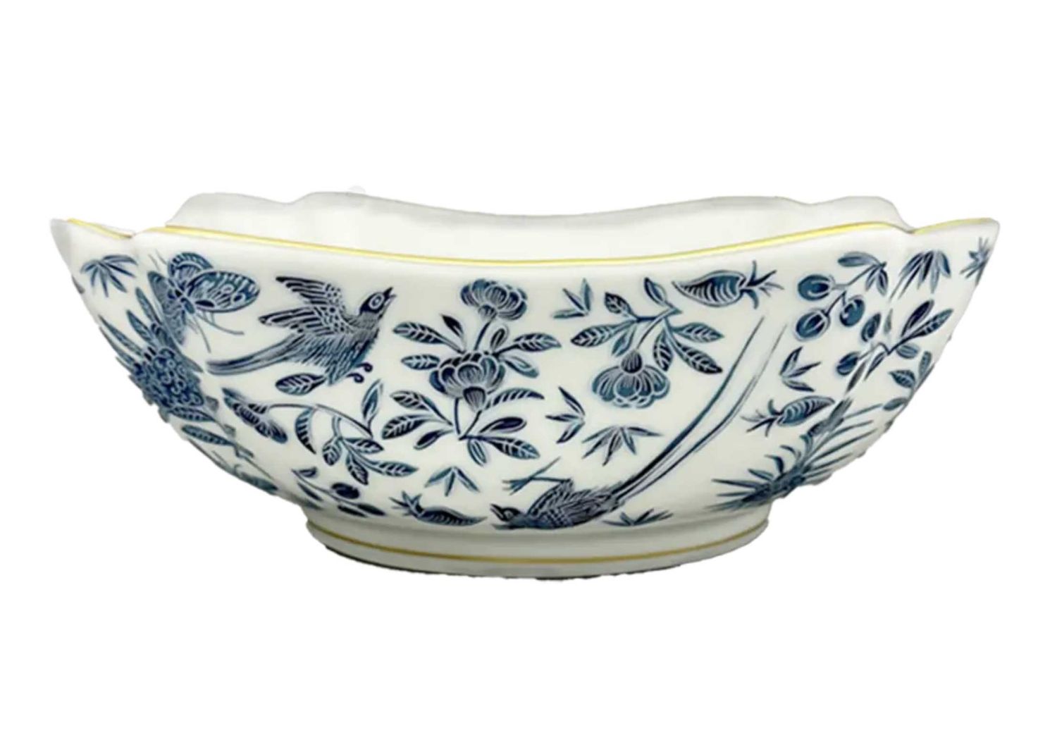 Mottahedeh Sacred Bird &amp; Butterfly Blue Square Bowl Small HC729