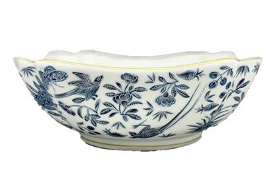 Mottahedeh Sacred Bird &amp; Butterfly Blue Square Bowl Small HC729