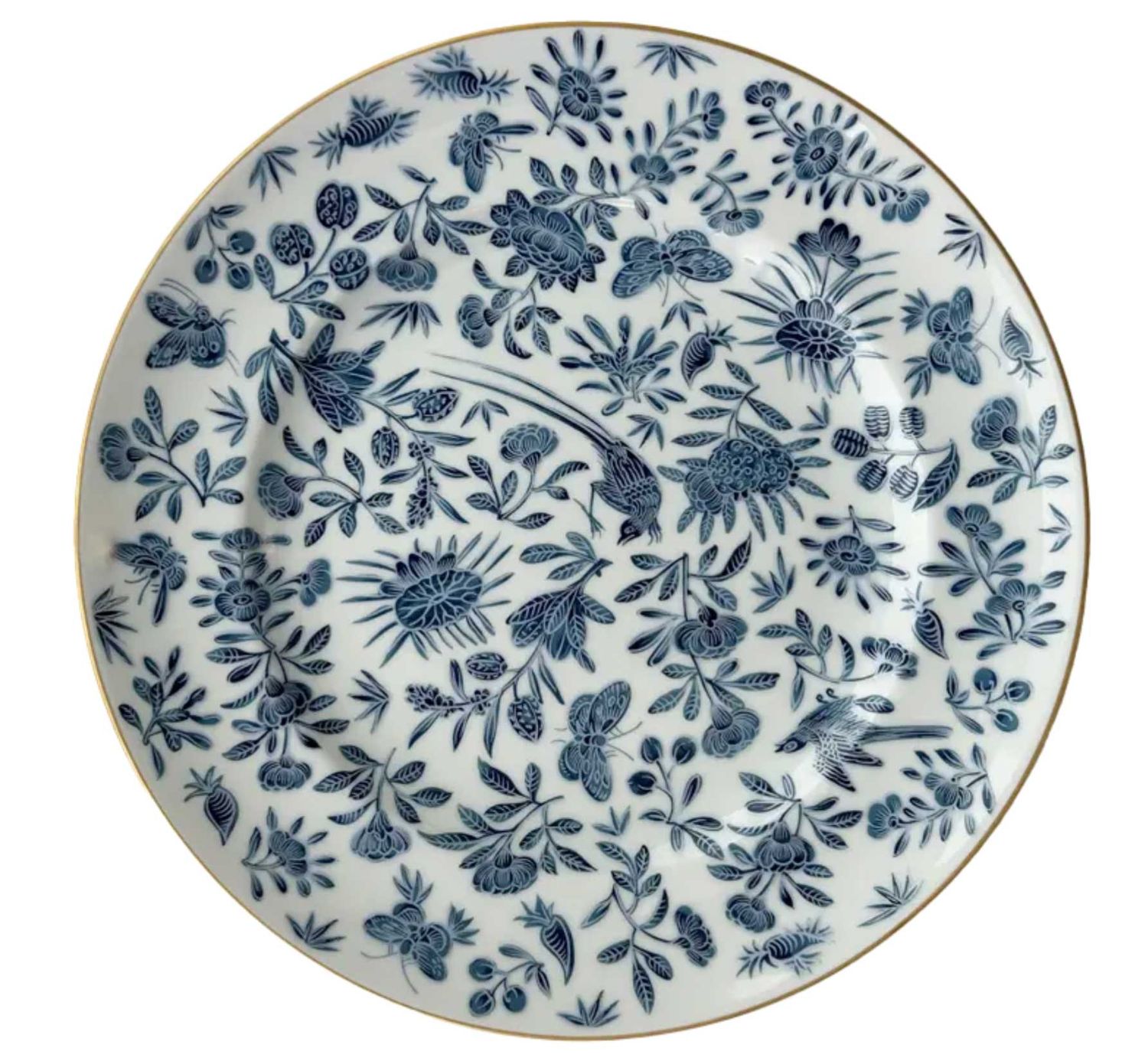 Mottahedeh Sacred Bird &amp; Butterfly Blue Dinner Plate Large HC720