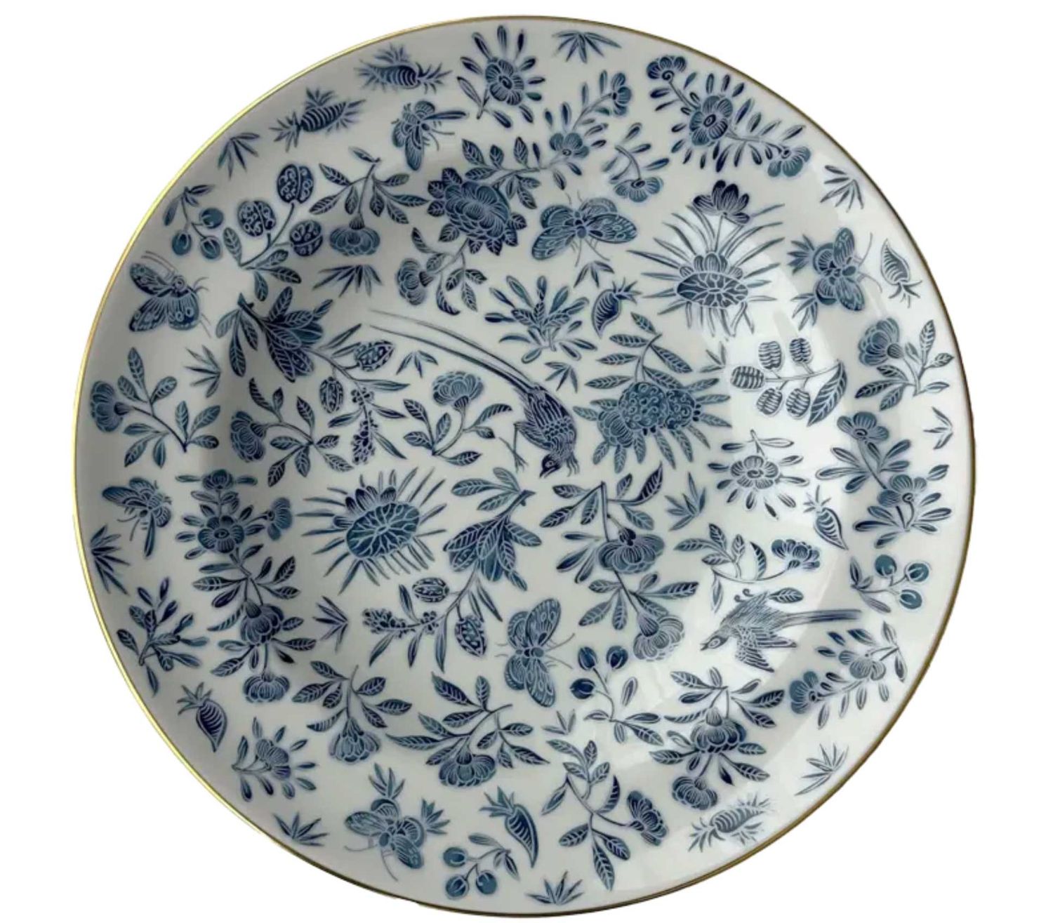 Mottahedeh Sacred Bird &amp; Butterfly Blue Rim Soup HC706