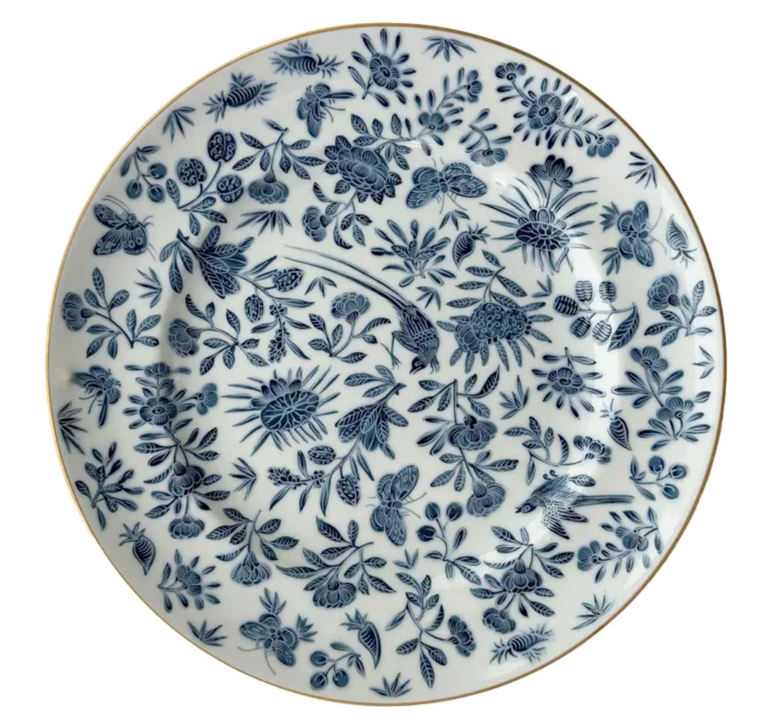 Mottahedeh Sacred Bird &amp; Butterfly Blue Dinner Plate HC701