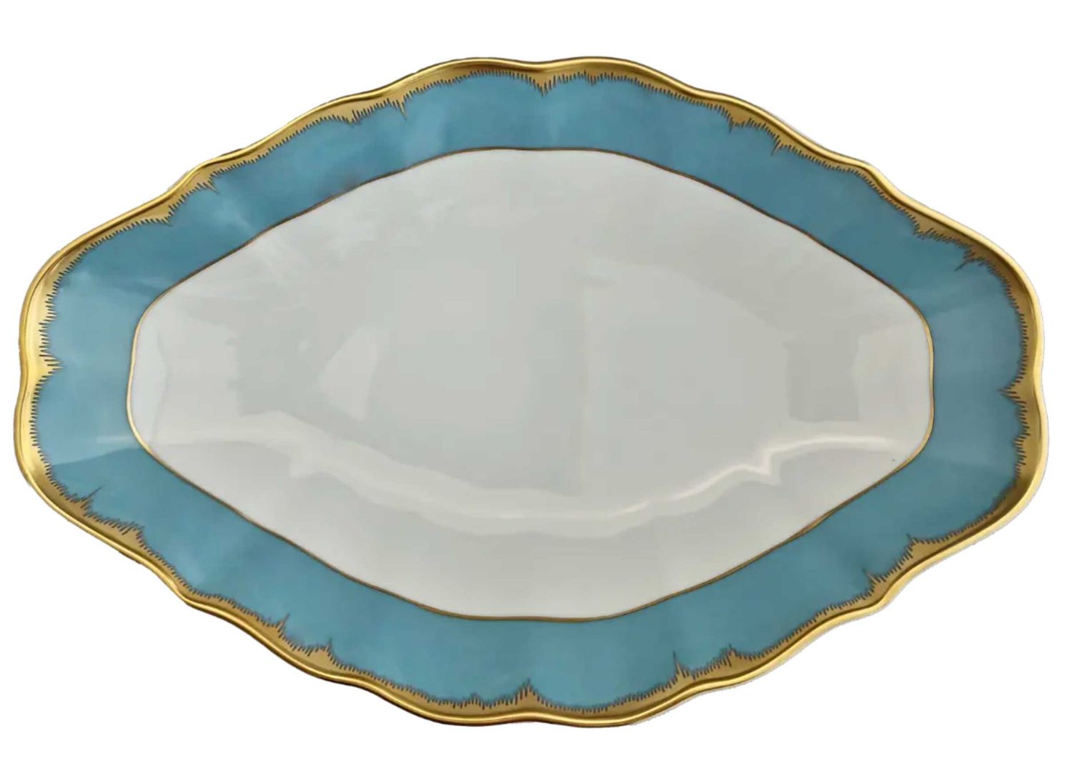 Mottahedeh Chelsea Feather Turquoise Oval Dish S5310