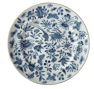 Mottahedeh Sacred Bird &amp; Butterfly Blue Dessert Plate HC702