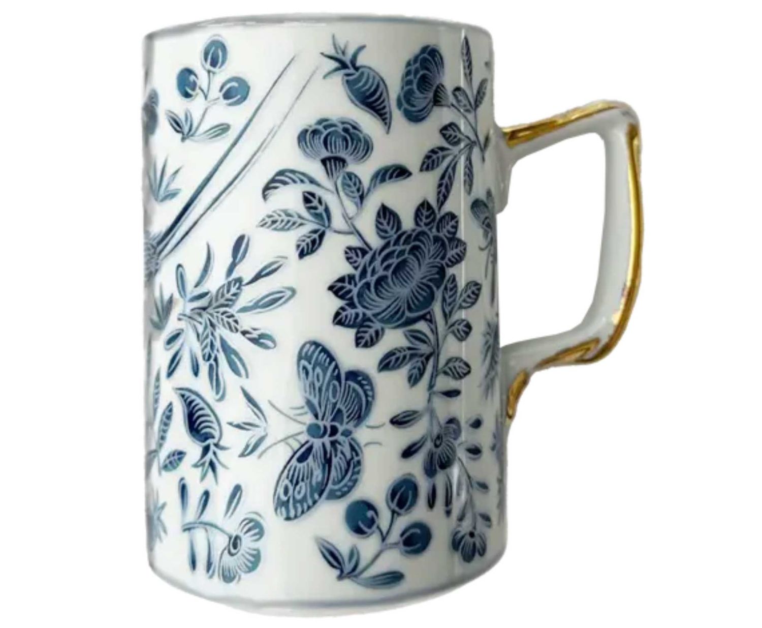 Mottahedeh Sacred Bird &amp; Butterfly Blue Mug HC731