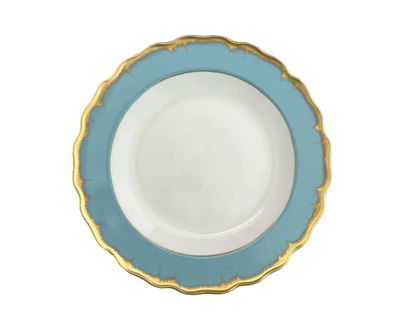 Mottahedeh Chelsea Feather Turquoise Bread &amp; Butter Plate S5303