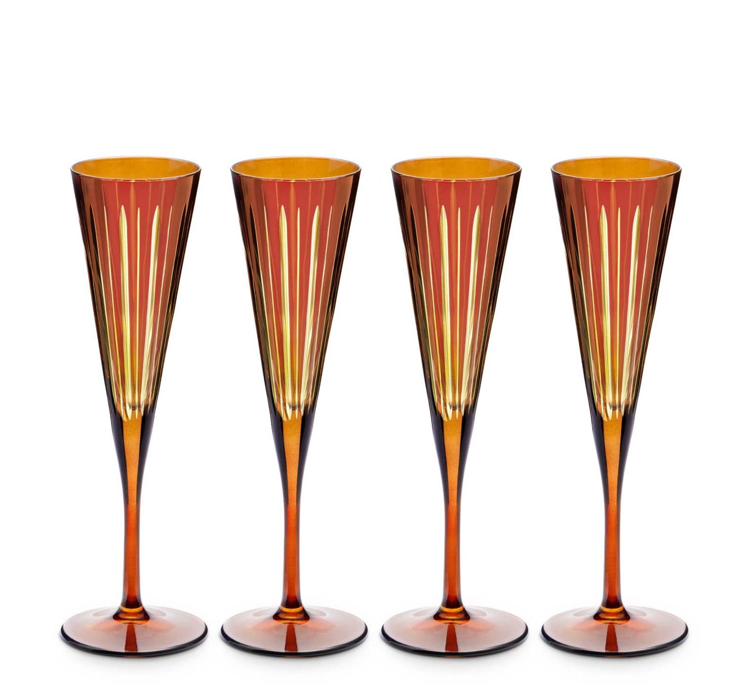 L&#39;Objet Prism Champagne Flutes Amber Set of 4 PS2040, UPC: 810009649588