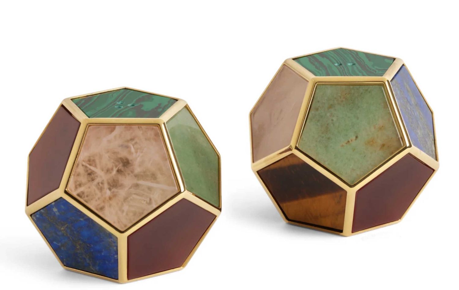L&#39;Objet Pentagon Spice Jewels Multistone with 24K Gold Set of 2 SP4851, UPC: 810009648246