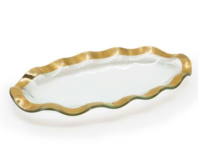 Annieglass Ruffle Mini Oval Tray Gold, MPN: G233