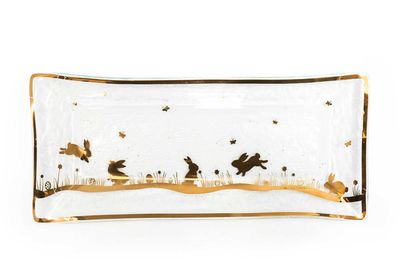 Annieglass Bunny Rectangular Tray, MPN: EB214