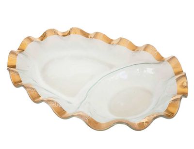 Annieglass Ruffle Oval Chip &amp; Dip Gold, MPN: G244