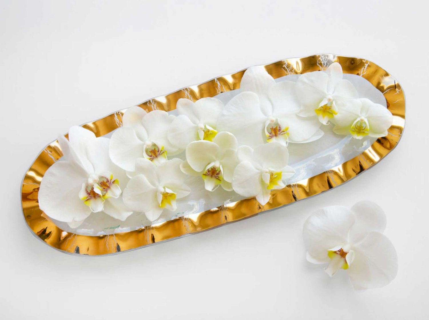 Annieglass Ruffle Medium Oval Tray Gold, MPN: G248