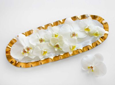 Annieglass Ruffle Medium Oval Tray Gold, MPN: G248