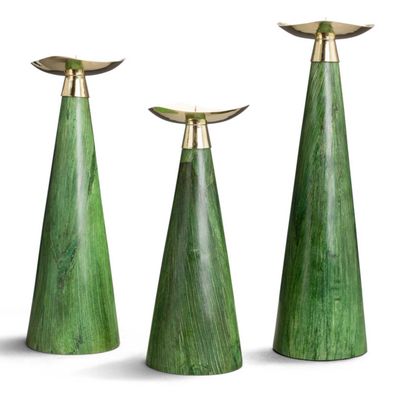 LADORADA Emerald Maize Candleholder Trio, MPN: CH-GM-CT-1404