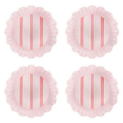 Juliska Cabana Stripe Melamine Dessert Salad Plate Set of 4 Coral CSM02S4/52, 810160121572