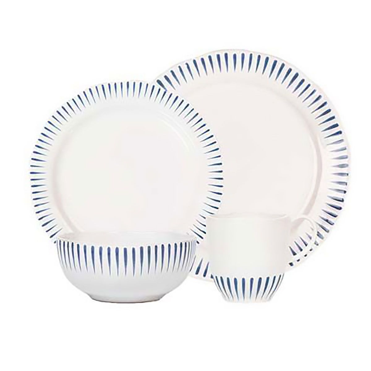 Juliska Sitio Stripe 4 Piece Place Setting with Mug Delft Blue STS40X/44, 810160120964