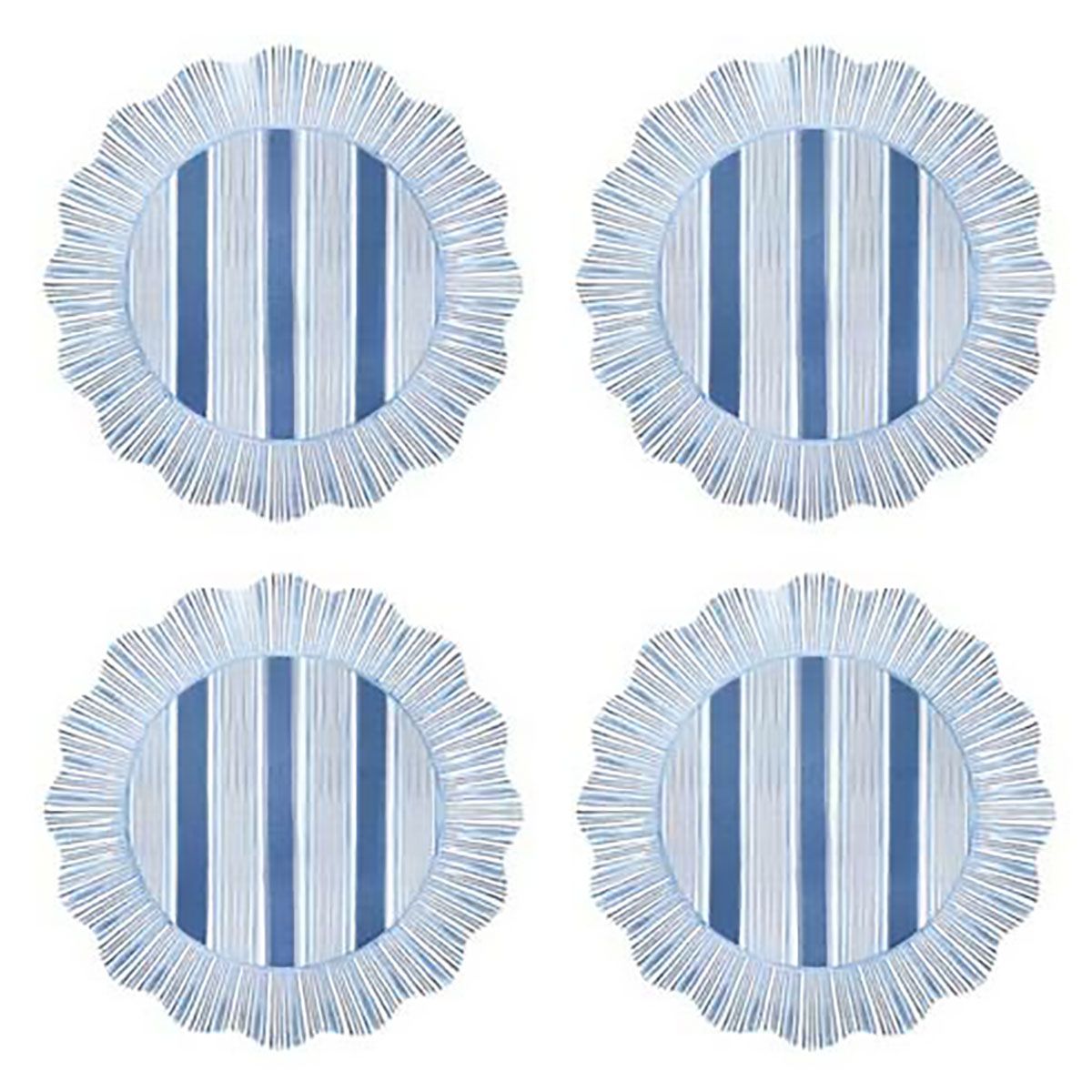 Juliska Cabana Stripe Melamine Dessert Salad Plate Set of 4 Ocean CSM02S4/46, 810160121565