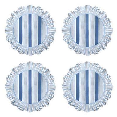 Juliska Cabana Stripe Melamine Dessert Salad Plate Set of 4 Ocean CSM02S4/46, 810160121565