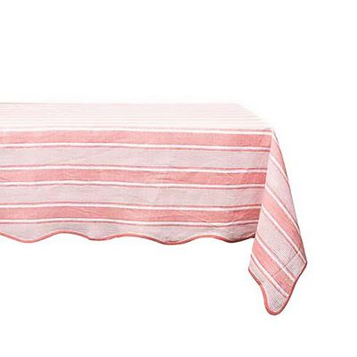 Juliska Cabana Stripe 60 Inch x 120 Inch Tablecloth Coral TC10/52, 810160121619