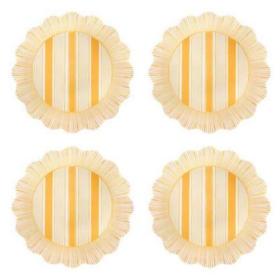 Juliska Cabana Stripe Melamine Dessert Salad Plate Set of 4 Sunshine CSM02S4/62, 810160121541