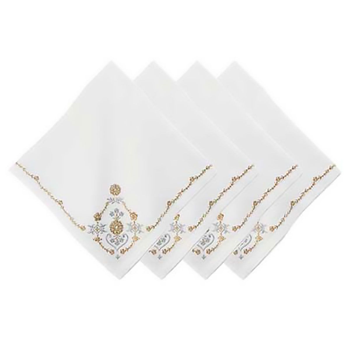 Juliska Heidi Embroidered Napkin Set of 4 Gold Silver LB105/62_SET4, 810160122982