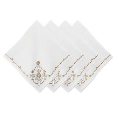 Juliska Heidi Embroidered Napkin Set of 4 Gold Silver LB105/62_SET4, 810160122982
