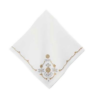 Juliska Heidi Embroidered Napkin Gold Silver LB105/62, 810144257266