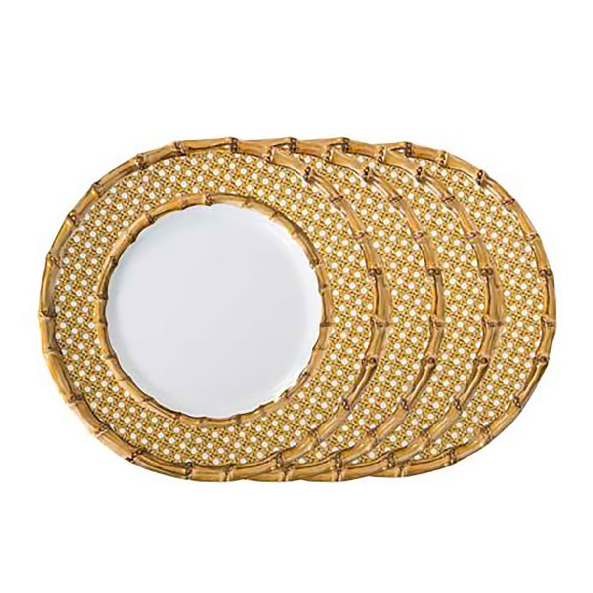 Juliska Bamboo Caning Melamine Dessert Salad Plate Set of 4 Natural BBM02/34_SET4, 810160122760