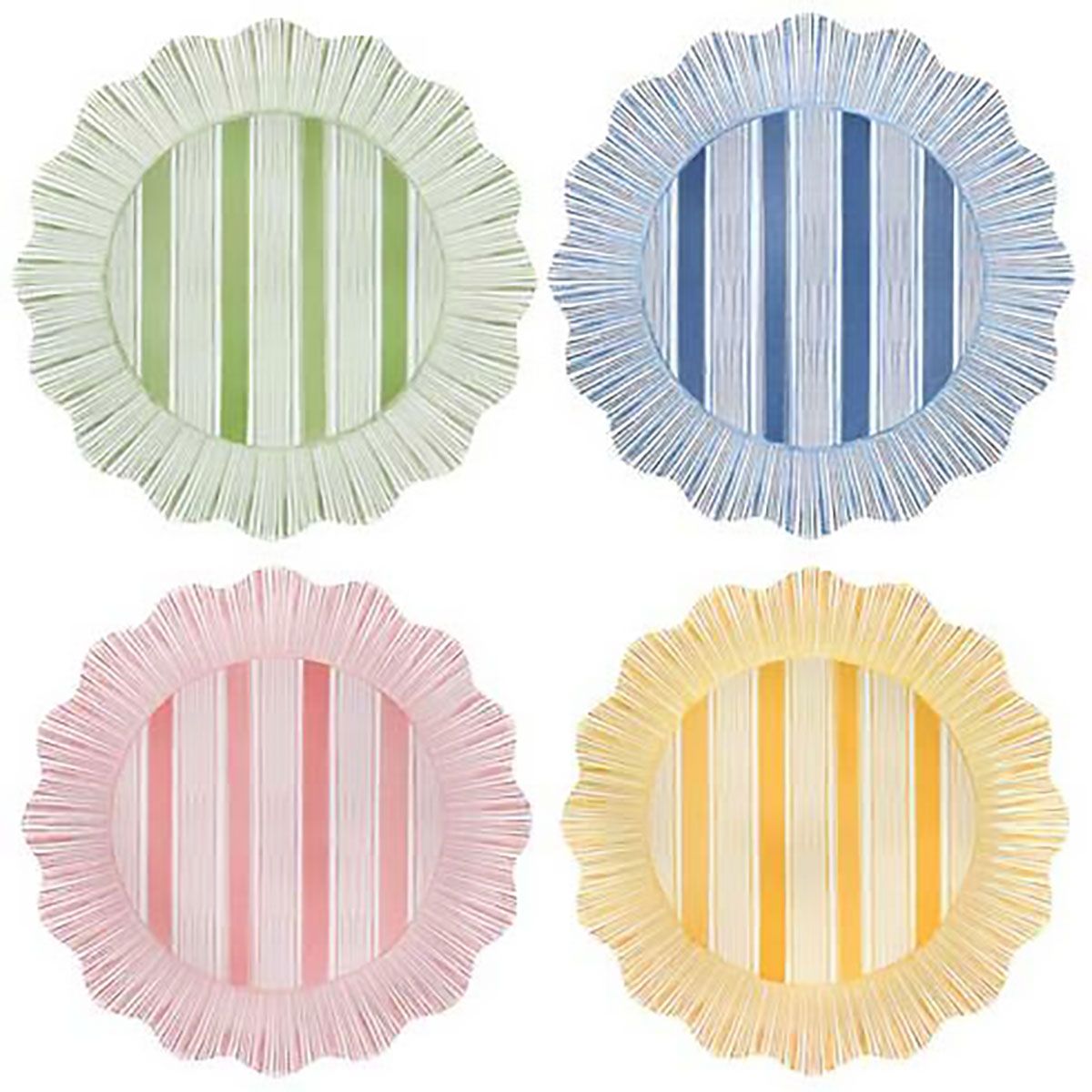 Juliska Cabana Stripe Melamine Dinner Plate Assorted Set of 4 Multi Color CSM01S4/88, 810160121480