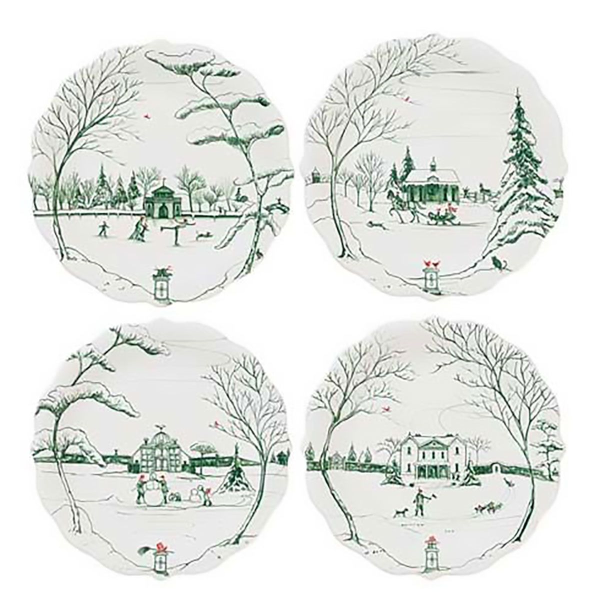 Juliska Country Estate Winter Frolic Party Plate Assorted Set of 4 Evergreen CE63SET/29, 8101442567…