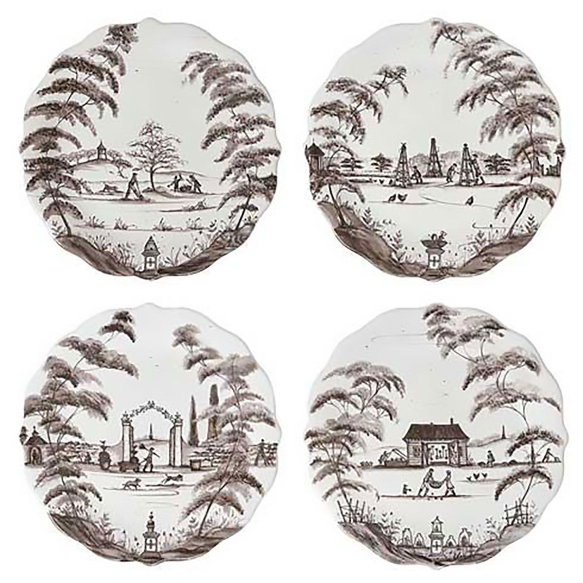 Juliska Country Estate Party Plate Assorted Set of 4 Flint Grey CE63S4/94, 810160121947
