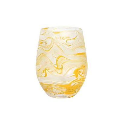 Juliska Puro Marbled Stemless Wine Glass Yellow PGM105/62, 810160121640