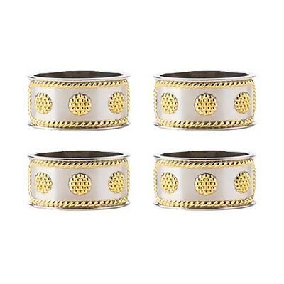 Juliska Berry &amp; Thread Napkin Ring Set of 4 Silver Gold LR10/67_SET4, 810160123415