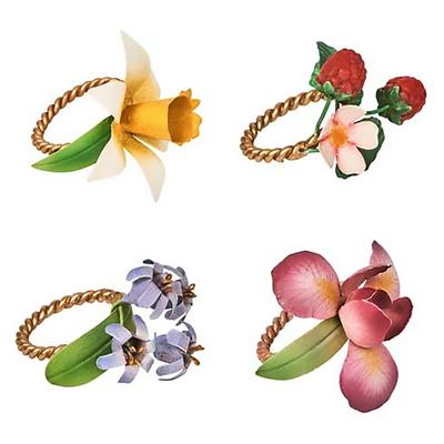 Juliska Meadow Walk Floral Napkin Ring Assorted Set of 4 Multi Color LR80S4/88, 810160122043
