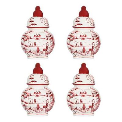 Juliska Country Estate Winter Frolic Ginger Jar Place Card Holder Set of 4 Ruby PH01SET/73, 8101442…