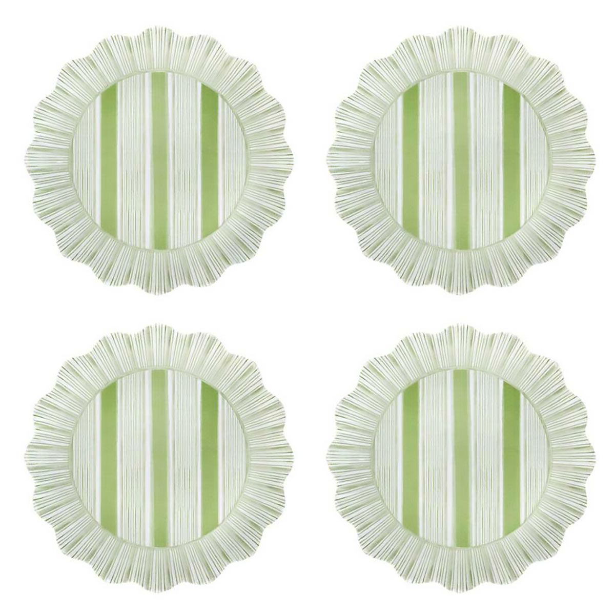 Juliska Cabana Stripe Melamine Dessert Salad Plate Set of 4 Seagrass CSM02S4/22, 810160121558