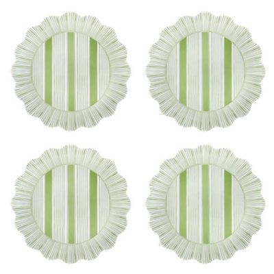 Juliska Cabana Stripe Melamine Dessert Salad Plate Set of 4 Seagrass CSM02S4/22, 810160121558