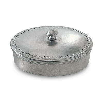 Match Pewter Oval Lidded Box Medium a616.0