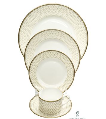 Halcyon Days Gordon Castle Antler Trellis Ivory 5 Piece Place Setting BCGAT045PG, MPN: BCGAT045PG,
