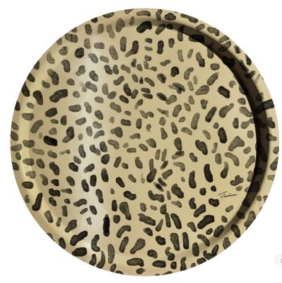 Halcyon Days TR Leopard Round Birchwood Tray TRTRA24RT, MPN: TRTRA24RT, 5056327808237