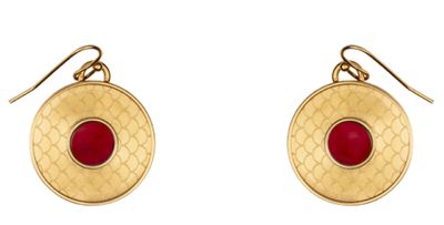 Halcyon Days Salamander Cabochon Ruby Gold Earrings EASAC36CG, MPN: EASAC36CG,
