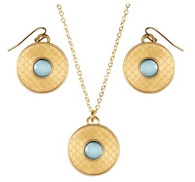 Halcyon Days Salamander Cabochon Aquamarine Gold Necklace &amp; Earrings Set PESAC30SET, MPN: PESAC30SE…