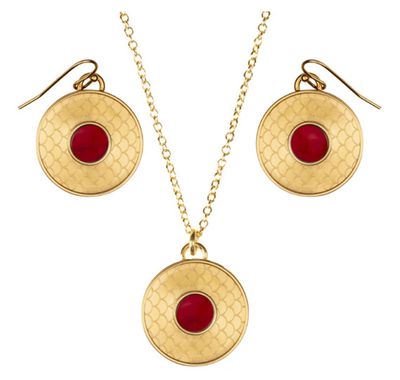 Halcyon Days Salamander Cabochon Ruby Gold Necklace &amp; Earrings Set PESAC36SET, MPN: PESAC36SET,