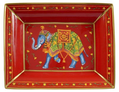 Halcyon Days Ceremonial Indian Elephant Red Trinket Tray BCCIE06TTG, MPN: BCCIE06TTG,