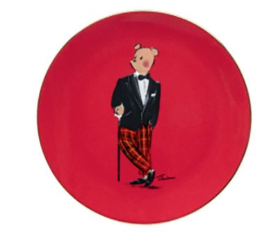 Halcyon Days Hal the Bear Red 10 Inch Coupe Plate BCHAC0610CGE, MPN: BCHAC0610CGE, 5056327802716