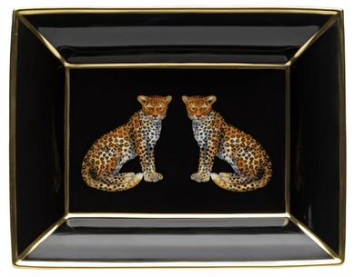 Halcyon Days Twin Leopards Black Trinket Tray BCMWL02TTG, MPN: BCMWL02TTG,