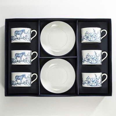 Halcyon Days Nina Campbell Serengeti Tea Cup &amp; Saucer Set of 6 BCNCS11T6C, MPN: BCNCS11T6C,