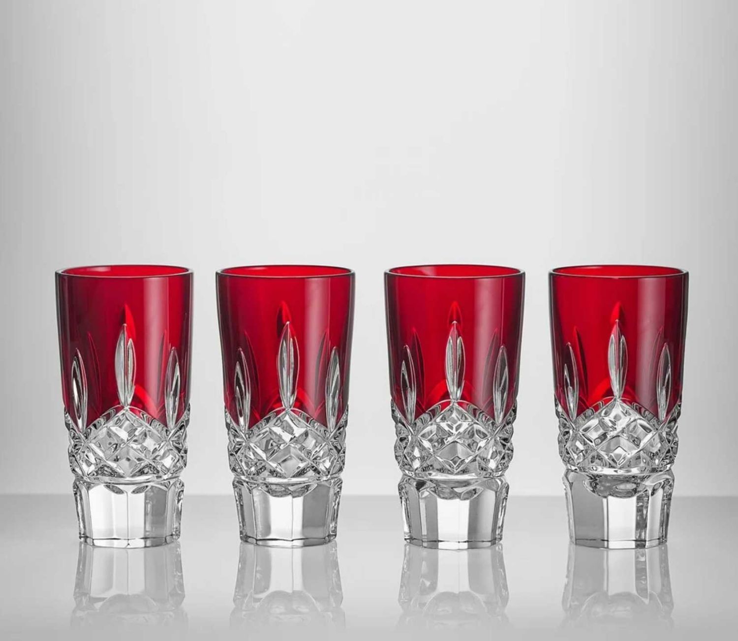 Waterford Lismore Red Shot Glass 55ml 1.5oz Set of 4 1078634, 701587490399