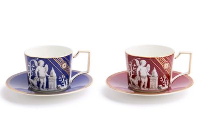Wedgwood Renaissance Mix Teacup Saucer 250ml 8.45oz Set of 2 Gold Red 1076499, 701587485937